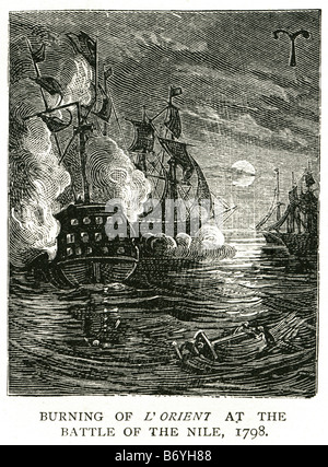 La gravure de l'orient à la bataille de la Baie d'Aboukir, Nil 1798, l'amiral britannique Horatio Nelson Alexandria français Napoléon Banque D'Images