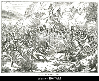 Bataille de Busaco 1810 Forces Françaises Lord Wellington's Anglo-Portuguese La Guerre de l'armée Banque D'Images