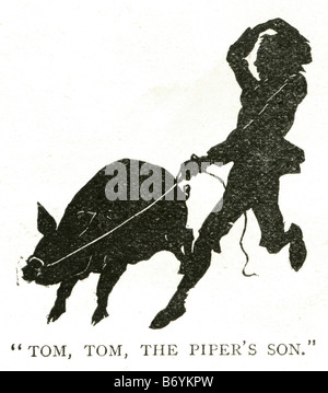 Tom tom the piper's fils Tom, Tom, the Piper's Son est une comptine. La comptine est présenté dans l'opéra de Benjamin Britten, 1954, e Banque D'Images