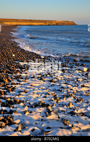 Newhaven west beach et phare East Sussex Royaume Uni Banque D'Images