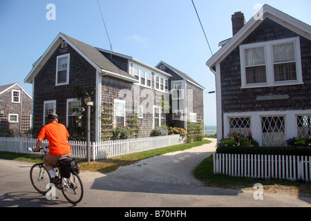 Vélo touristique dans l'île de Cape Cod, Nantucket Sconset USA Banque D'Images