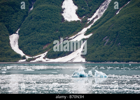 L'écoulement des glaces dans la baie de désenchantement et de la baie de Yakutat Hubbard Glacier en Alaska Banque D'Images