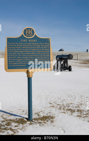 En dehors de la plaque au lieu historique national, le Fort Henry, à Kingston, Ontario, Canada Banque D'Images