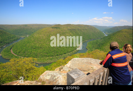 Vue du Belvédère, Grand View Park, New River Gorge River National, West Virginia, USA Banque D'Images