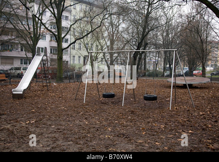 Aire de jeux en hiver Banque D'Images