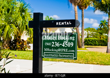 Palm Beach Shores signes intéressants signalisation routière pour chambre en location récession Marcy HOCKING Banque D'Images