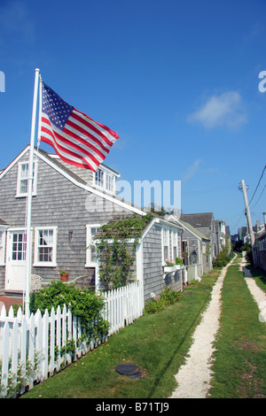 Cottages en Sconset île de Nantucket, Cape Cod, USA Banque D'Images