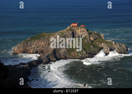 San Juan de Gaztelugatxe, côte basque, l'hermitage, sur la côte, vue spectaculaire, Biscaye, Pays Basque, Banque D'Images