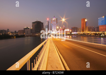 Vue sur le centre-ville de Macau de Macao à Taipa Bridge Banque D'Images