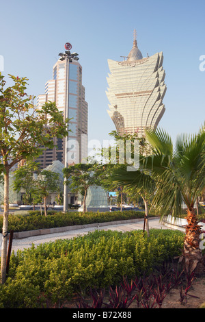 Grand Lisboa et bâtiment de la Banque de Chine, Macao Banque D'Images