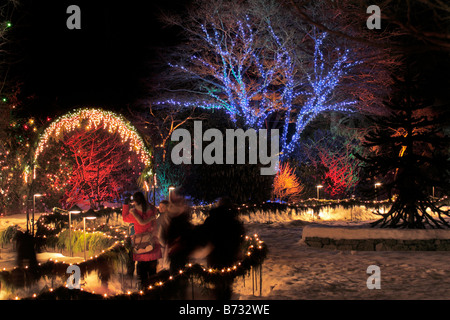 Des lumières dans la nuit de Noël annuel Jardins Butchart Victoria British Columbia Canada Banque D'Images