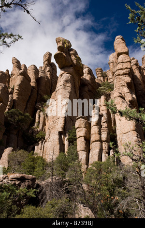 Sommets de roches volcaniques dans le Monument National Chiricahua sud-est de l'Arizona Banque D'Images