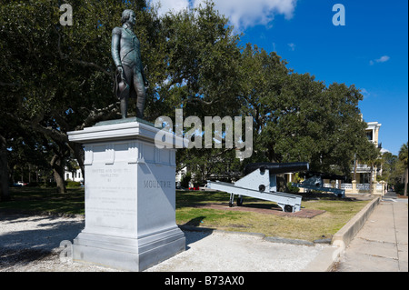 Statue du général William Moultrie à White Point Gardens, Charleston, Caroline du Sud, USA Banque D'Images