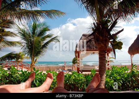 Se détendre dans un resort au Mexique près de Cancun Riviera Maya Banque D'Images