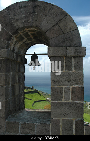 Les visiteurs de Saint-kitts toujours profiter du Parc National de la forteresse de Brimstone Hill haut sur la colline au-dessus de la magnifique Mer des Caraïbes Banque D'Images