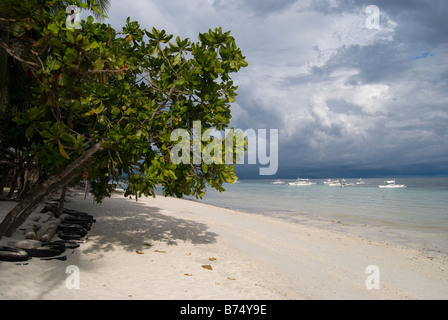 Tropical beach, Dumaluan Beach Resort, l'île de Panglao, Bohol, Visayas, Philippines Banque D'Images