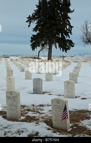 Stèles, Custer National Cemetery, Little Bighorn Battlefield National Monument, Crow Agency, Montana. Banque D'Images