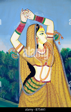 Peinture murale traditionnelle indienne ou frescoe près de nawalgarh Banque D'Images