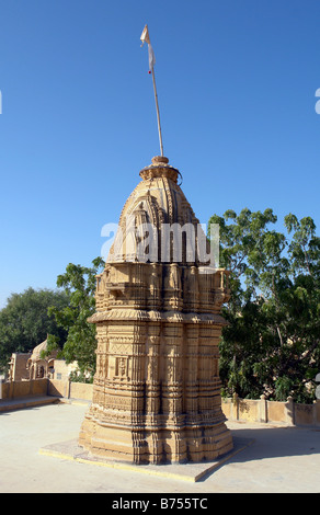 Jain temple détail Gadi Sagar ou gadisar lake Banque D'Images