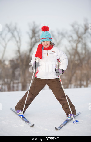 9 ans de ski de fond, Winnipeg, Canada Banque D'Images