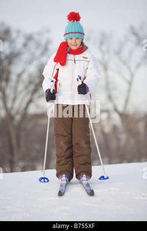 9 ans de ski de fond, Winnipeg, Canada Banque D'Images