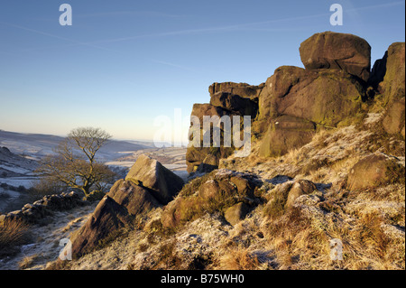 Au début de l'automne matin le long bord Ax, près du village de Flash, Peak District National Park, Royaume-Uni Banque D'Images
