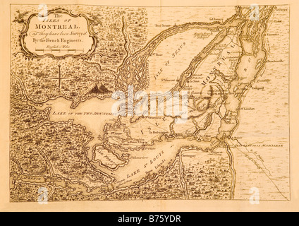 Une carte imprimée à Londres en Angleterre vers 1761 montrant Montréal et les environs au Canada. Banque D'Images