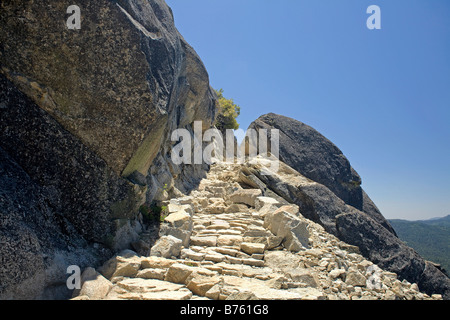 Californie - Chilnualna Falls Trail crossing une falaise de granit dans la région de Wawona Yosemite National Park. Banque D'Images