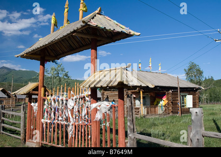 Temple bouddhiste de Mongolie à Hemu en Kanas dans le Xinjiang en Chine Banque D'Images