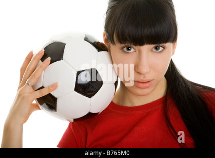 Girl with football Banque D'Images