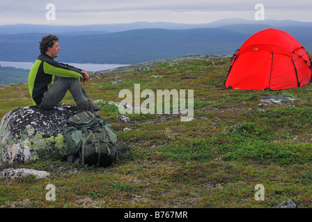 Camping de plein air stora sjoefallet laponia np Laponie Suède europe norrbotten Vacances aventure tente national park Banque D'Images