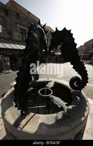 Les hippocampes fontaine Martyron Evreon Rhodes ile de Rhodes Grèce Banque D'Images