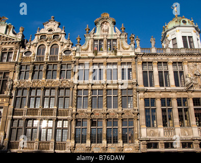 Façades de vieux bâtiments historiques dans célèbre Grand Place Bruxelles Belgique 2009 Banque D'Images