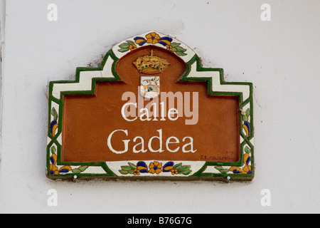 Plaque de rue en Altarnatejo Village, Andalousie, Espagne Banque D'Images