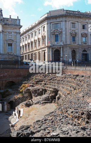 Amphithéâtre romain, Catane, Sicile Banque D'Images