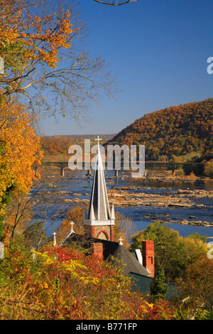 Vue depuis Jefferson Rock, sentier des Appalaches, Harpers Ferry, West Virginia, USA Banque D'Images