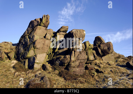 Au début de l'automne matin le long bord Ax, près du village de Flash, Peak District National Park, Royaume-Uni Banque D'Images