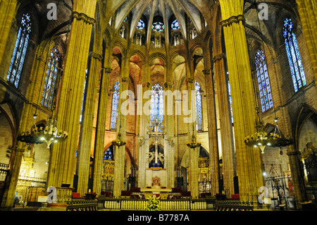 La Catedral, la cathédrale, de l'intérieur, Santa Eulalia, Plaça de la Seu, Barcelone, Catalogne, Espagne, Europe Banque D'Images