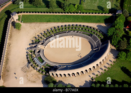 Vue aérienne, reconstruit le Colisée, combats, Archaeologischer Xanten parc, Parc archéologique de Xanten, Colonia Ulpia Banque D'Images