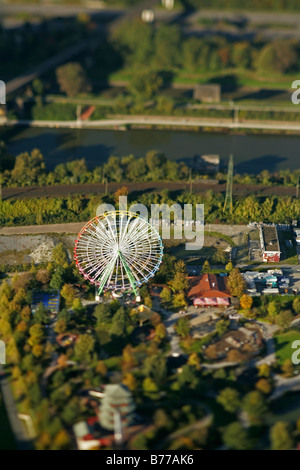 Photographie aérienne, Centro Amusement Park, Centropark, centre commercial, brasserie, Rhine-Herne Canal, Neue Mitte, Oberhausen, Ruhr Banque D'Images