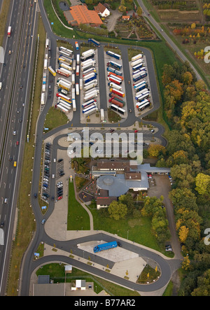 Photographie aérienne, A2 Autobahn, Rhynern, Hamm, Ruhr, Rhénanie du Nord-Westphalie, Allemagne, Europe Banque D'Images