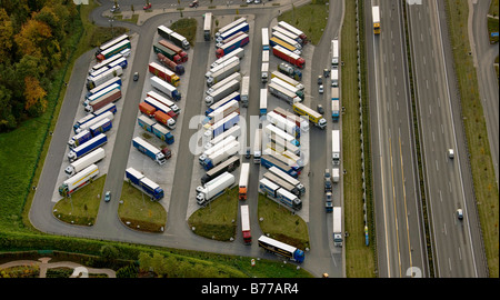 Photographie aérienne, A2 Autobahn, Rhynern, Hamm, Ruhr, Rhénanie du Nord-Westphalie, Allemagne, Europe Banque D'Images