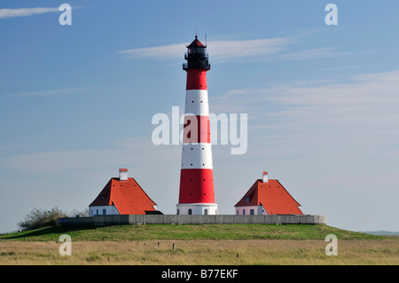 Westerheversand, phare de Westerhever, Eiderstedt Péninsule, Schleswig-Holstein, Allemagne, Europe Banque D'Images