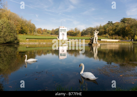 Schloss Gottorf, Palais Gottorf, Hercules étang dans les jardins du palais baroque avec le globe house, Schleswig an der Schlei, SCH Banque D'Images