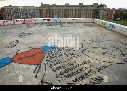 Milan, panorama des maisons dans le vieux quartier Bicocca Banque D'Images