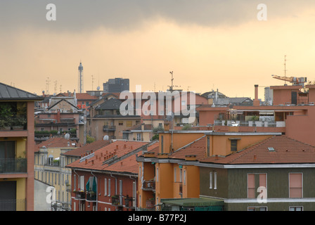 Milan, panorama des maisons dans le vieux quartier Bicocca Banque D'Images