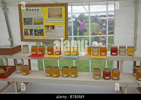 Pots de miel Prix d'affichage sur les petits exploitants de Suffolk show annuel Stonham Barns Suffolk Angleterre Juillet 2008 Banque D'Images