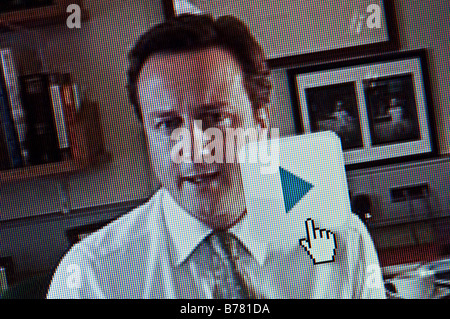 Capture d'écran de la vidéo en ligne webcameron - blog du chef du parti conservateur britannique David Cameron (usage éditorial uniquement) Banque D'Images