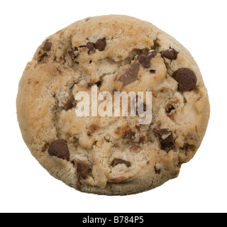 Delicious chocolate chip cookie isolé sur fond blanc Banque D'Images