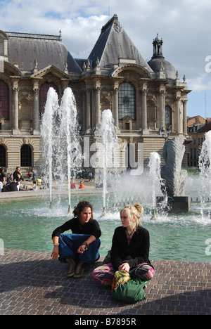 Square et fontaine en face du Palais des Beaux Arts Lille France Banque D'Images